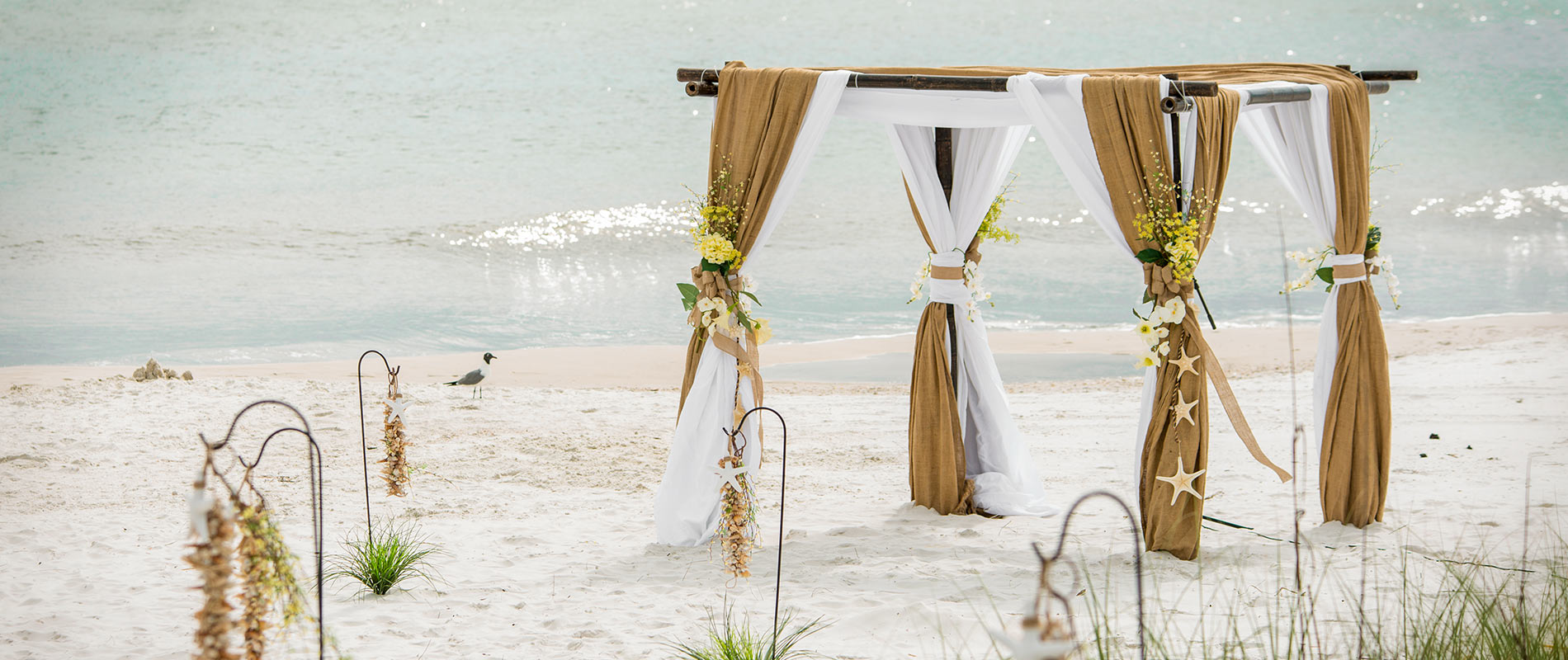 Mexico Beach Florida Wedding Vow Renewals, setup on the beach